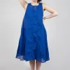 Sheer Boat Neckline Dress in Royal Paper