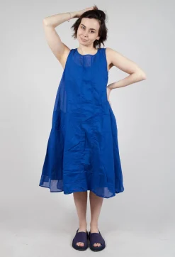 Sheer Boat Neckline Dress in Royal Paper