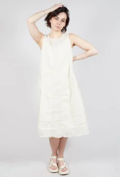 Sheer Boat Neckline Dress in Greige Paper