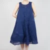 Sheer Boat Neckline Dress in Ocean Paper