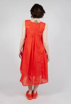 Sheer Boat Neckline Dress in Mandarine Paper