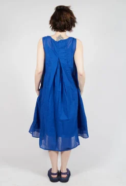 Sheer Boat Neckline Dress in Royal Paper