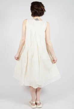 Sheer Boat Neckline Dress in Greige Paper