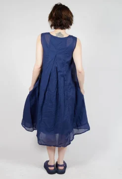 Sheer Boat Neckline Dress in Ocean Paper