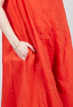 Sheer Boat Neckline Dress in Mandarine Paper