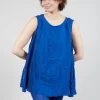 Sheer Boat Neckline Vest with Contrasting Panels in Royal Paper