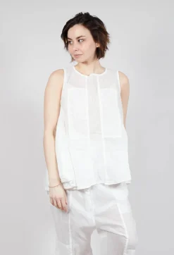 Sheer Boat Neckline Vest with Contrasting Panels in Semi Bleach Paper