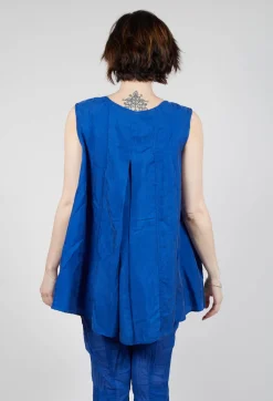 Sheer Boat Neckline Vest with Contrasting Panels in Royal Paper