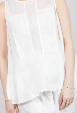 Sheer Boat Neckline Vest with Contrasting Panels in Semi Bleach Paper