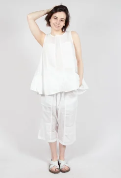 Sheer Boat Neckline Vest with Contrasting Panels in Semi Bleach Paper