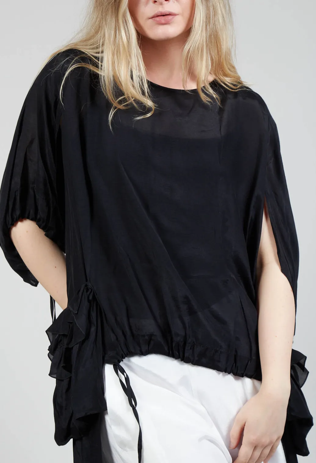 Sheer Cape Top in Black
