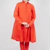 Sheer Crinkled Shirt Dress in Mandarine Paper