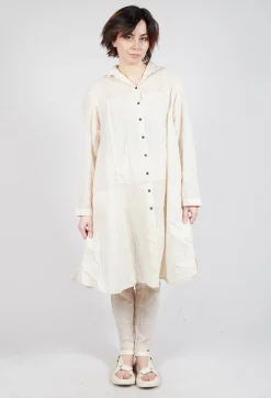 Sheer Crinkled Shirt Dress in Greige Paper