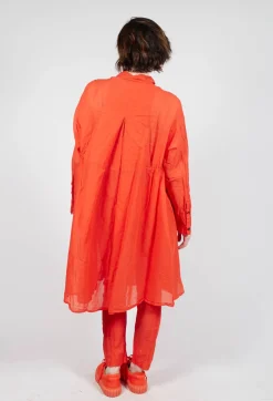 Sheer Crinkled Shirt Dress in Mandarine Paper