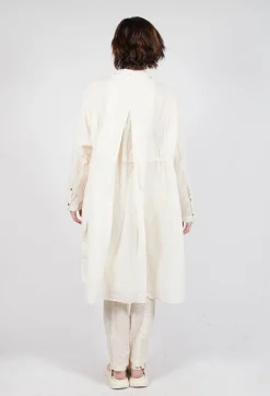 Sheer Crinkled Shirt Dress in Greige Paper