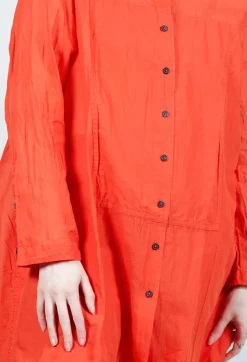 Sheer Crinkled Shirt Dress in Mandarine Paper
