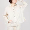 Sheer Crinkled Shirt in Greige Paper