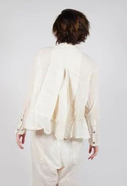 Sheer Crinkled Shirt in Greige Paper