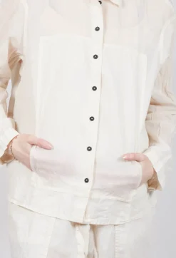 Sheer Crinkled Shirt in Greige Paper