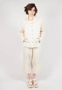 Sheer Crinkled Shirt in Greige Paper