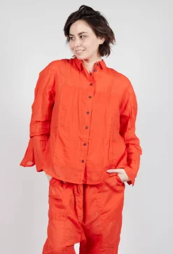 Sheer Crinkled Shirt in Mandarine Paper