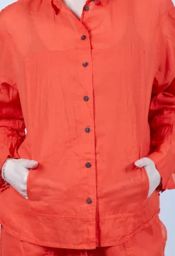 Sheer Crinkled Shirt in Mandarine Paper
