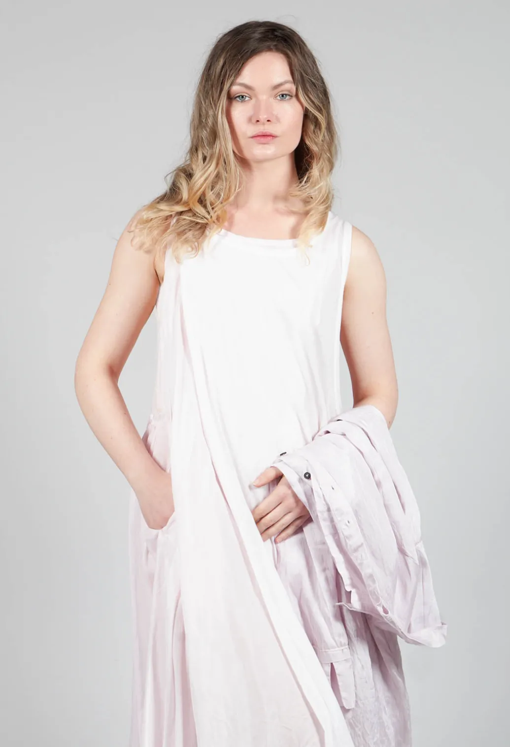 Sheer Double Vest Dress in Rose 10% Cloud