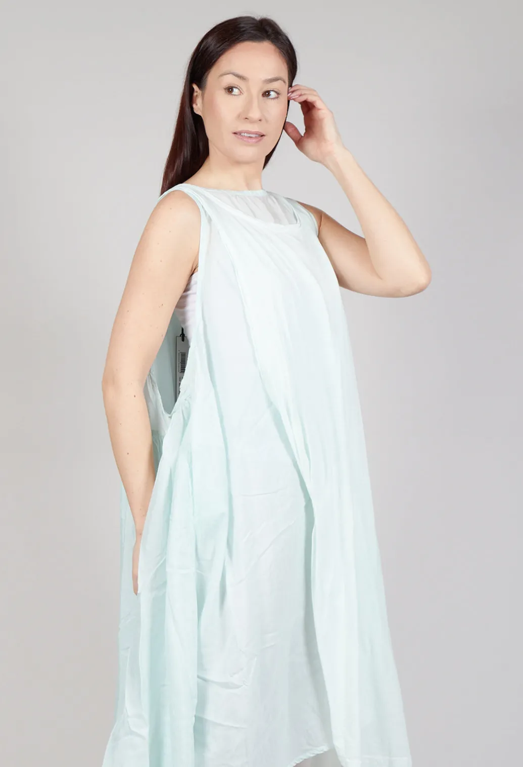 Sheer Double Vest Dress in Tulip 10% Cloud