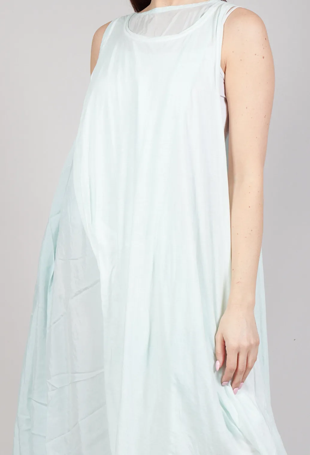 Sheer Double Vest Dress in Tulip 10% Cloud