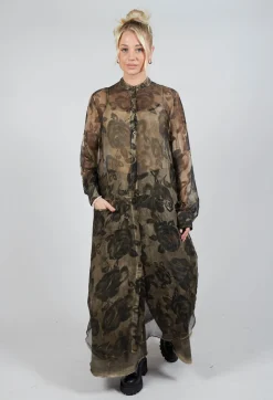 Sheer Dress in Viscosa Seta Tinto freddo Green Tuscany