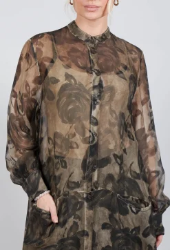 Sheer Dress in Viscosa Seta Tinto freddo Green Tuscany
