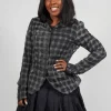 Sheer Fitted Jacket in Black Check