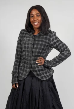 Sheer Fitted Jacket in Black Check
