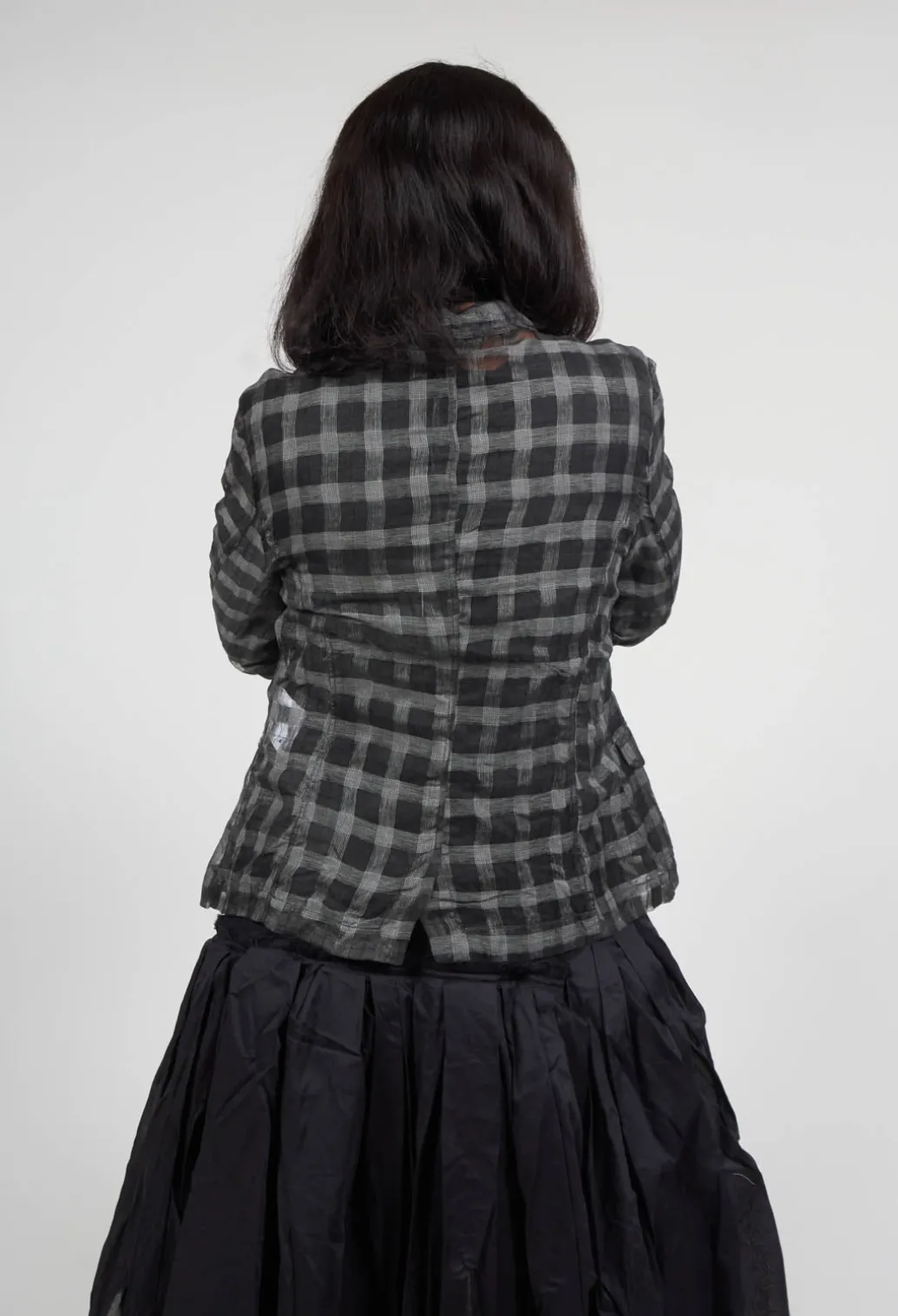 Sheer Fitted Jacket in Black Check
