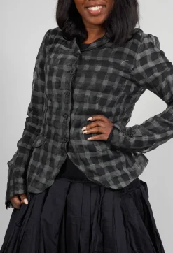Sheer Fitted Jacket in Black Check
