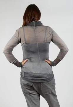 Sheer Fitted Top in Pencil Cloud