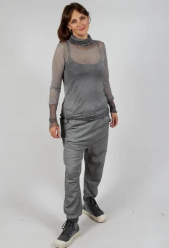 Sheer Fitted Top in Pencil Cloud