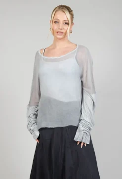Sheer Long Sleeved Top in Original Grey