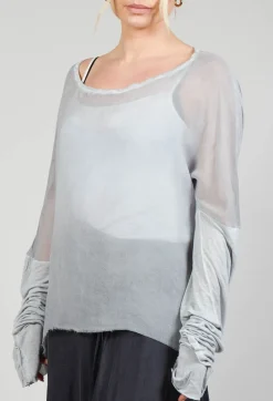 Sheer Long Sleeved Top in Original Grey