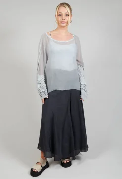 Sheer Long Sleeved Top in Original Grey