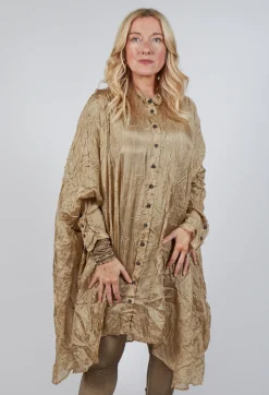 Sheer Longline Shirt in Camel Cloud