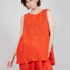 Sheer Longline Vest in Mandarine