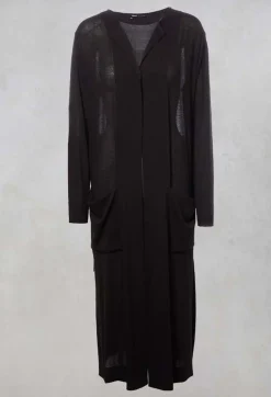 Sheer Maxi Cardigan in Black