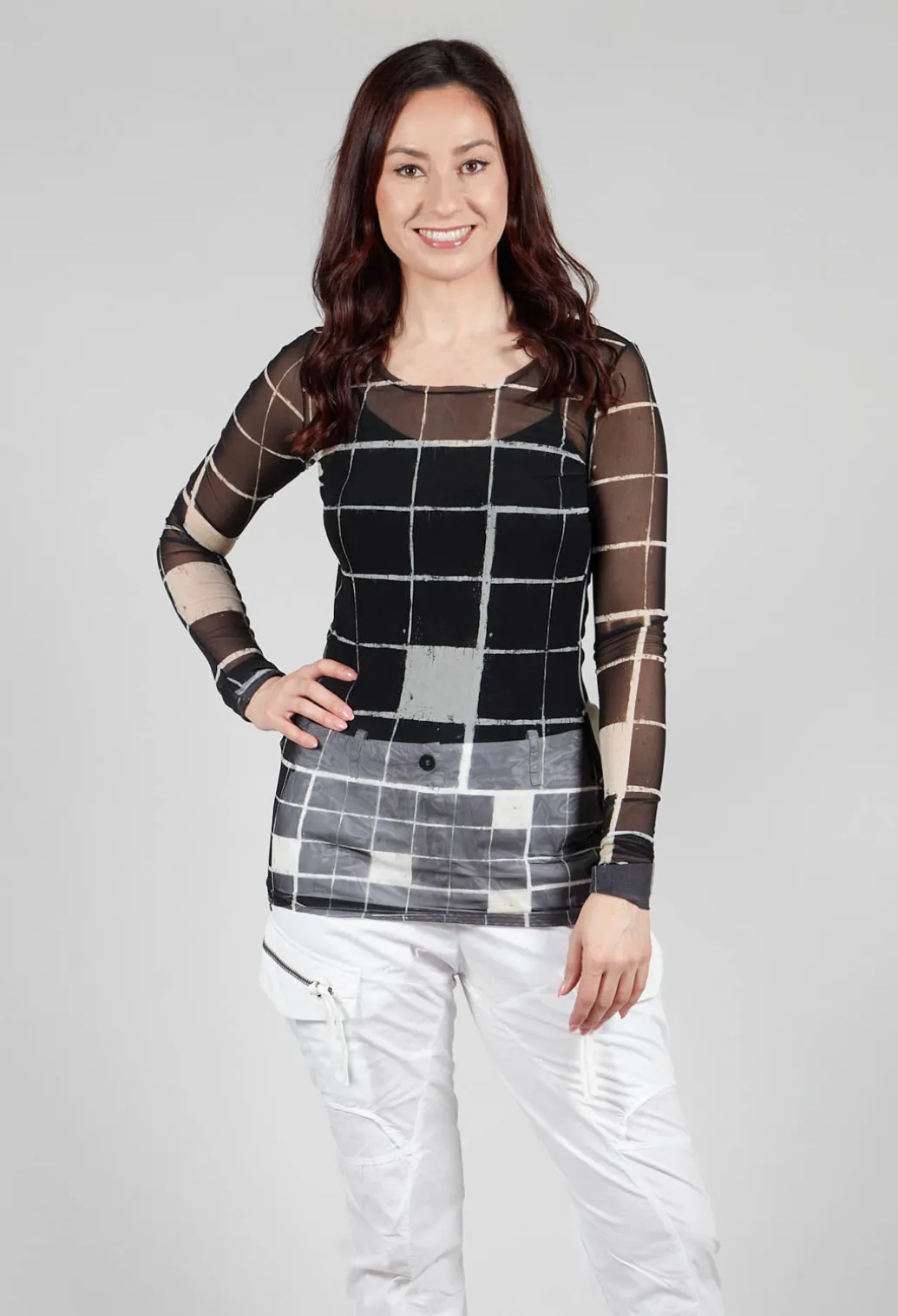Sheer Mesh Long Sleeve Top in Single Variant