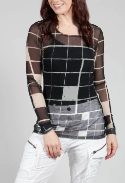 Sheer Mesh Long Sleeve Top in Single Variant