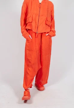 Sheer Overlay Drop Crotch Trousers in Mandarine