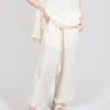 Sheer Overlay Drop Crotch Trousers in Greige