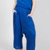 Sheer Overlay Drop Crotch Trousers in Royal