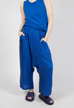 Sheer Overlay Drop Crotch Trousers in Royal