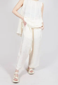 Sheer Overlay Drop Crotch Trousers in Greige